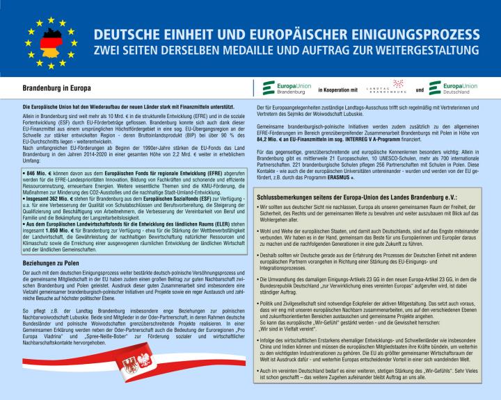 Ausstellungstafel der Ausstellung „Deutsche Einheit und Europäischer Einigungsprozess - Zwei Seiten derselben Medaille und Auftrag zur Weitergestaltung“