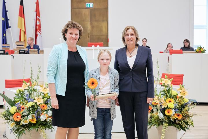 Die Preisträgerin Pia König von der Astrid-Lindgren-Grundschule Schwedt/O.