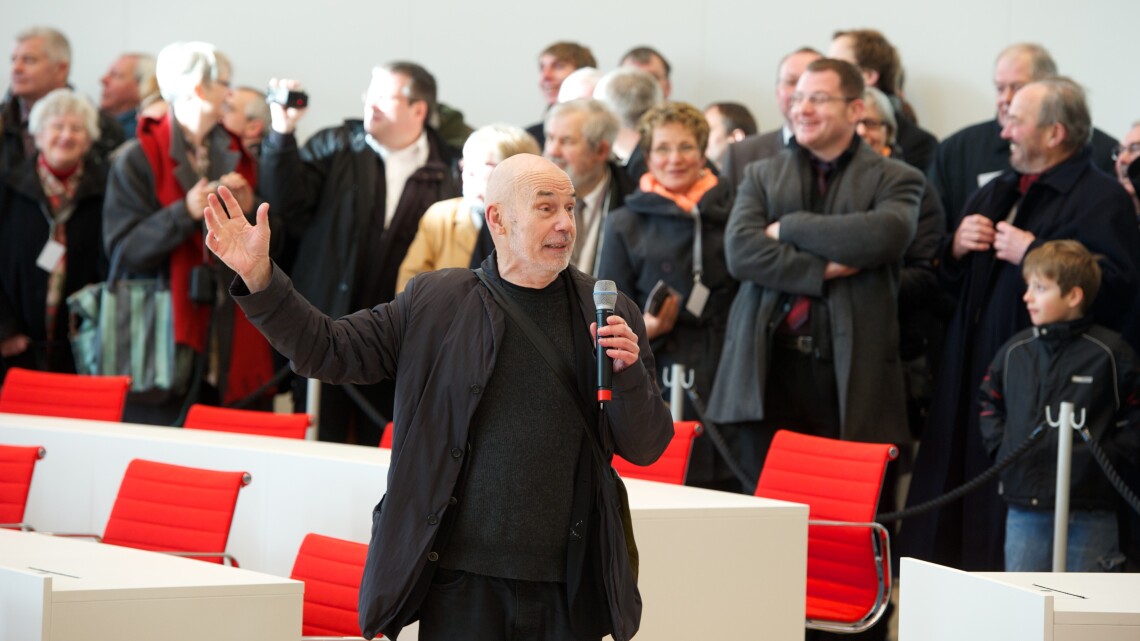 Prof. Peter Kulka beim Eröffnungswochenende des Landtagsneubaus im Jahr 2014