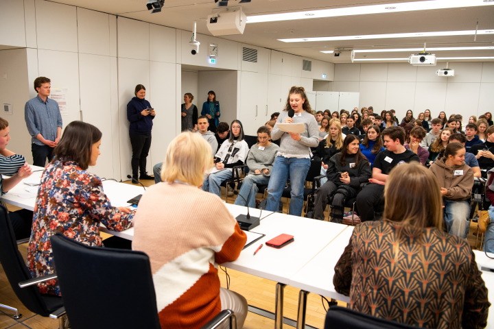 Impression der simulierten Pressekonferenz