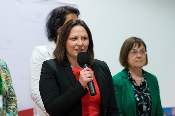 Anja Schmollack vom Frauenpolitischen Rat während der Talkrunde.