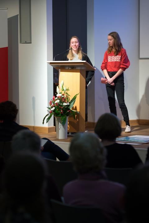 Präsentation von Schülerprojekten der Voltaireschule und des Humboldt-Gymnasiums Potsdam zur jüdischen Geschichte zur Eröffnung der Woche der Brüderlichkeit 2018