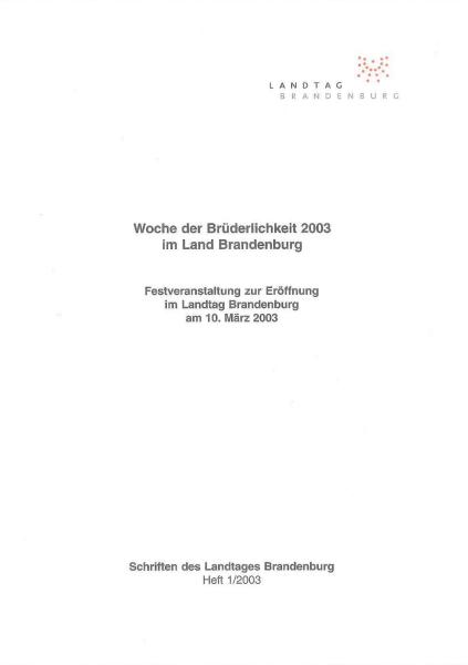 Heft 1/2003 - Woche der Brüderlichkeit 2003