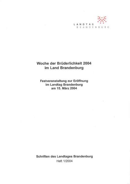 Heft 1/2004 - Woche der Brüderlichkeit 2004 im Land Brandenburg 