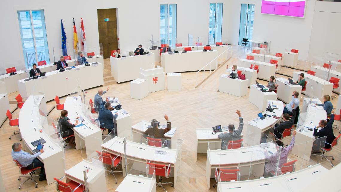 Blick in den Plenarsaal während der Wahl des Vorsitzenden des Sonderausschusses Strukturentwicklung in der Lausitz am 29.09.2020