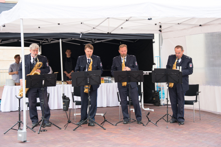 Musikalisches Zwischenspiel zum Rainbowday mit dem Saxophonquartett des Landespolizeiorchesters Brandenburg.