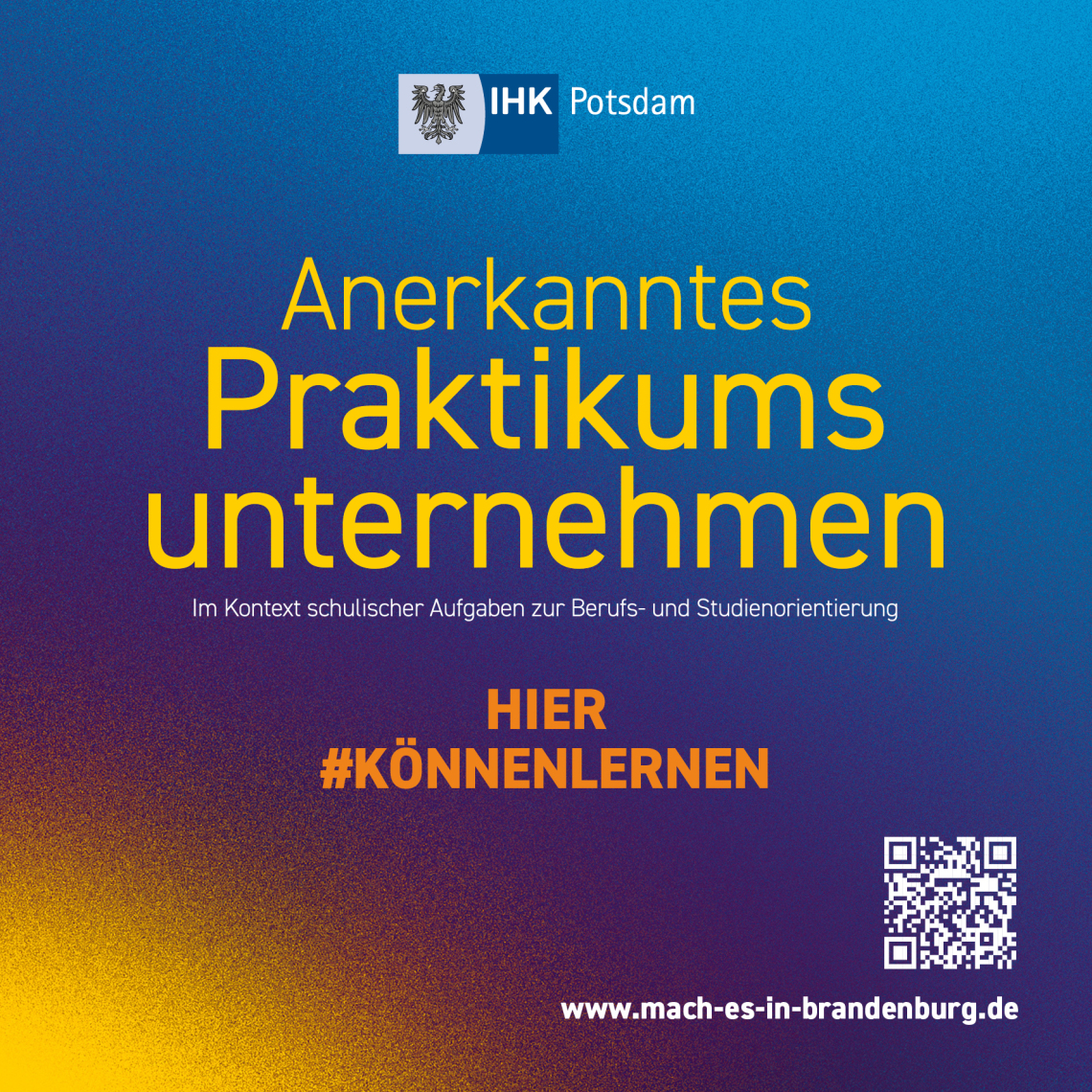 Sticker „anerkanntes Praktikumsunternehmen“ der IHK Potsdam 