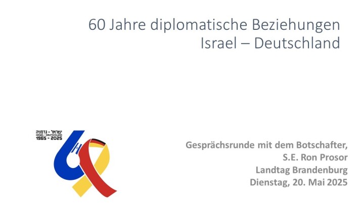 Veranstaltung anlässlich des Jubiläums „60 Jahre diplomatische Beziehungen Deutschland – Israel“