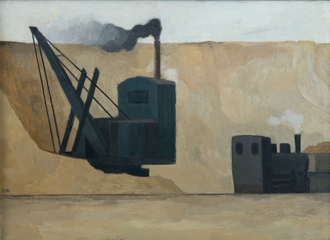 Günther Friedrich, Der blaue Bagger, 1956, Öl auf Leinwand