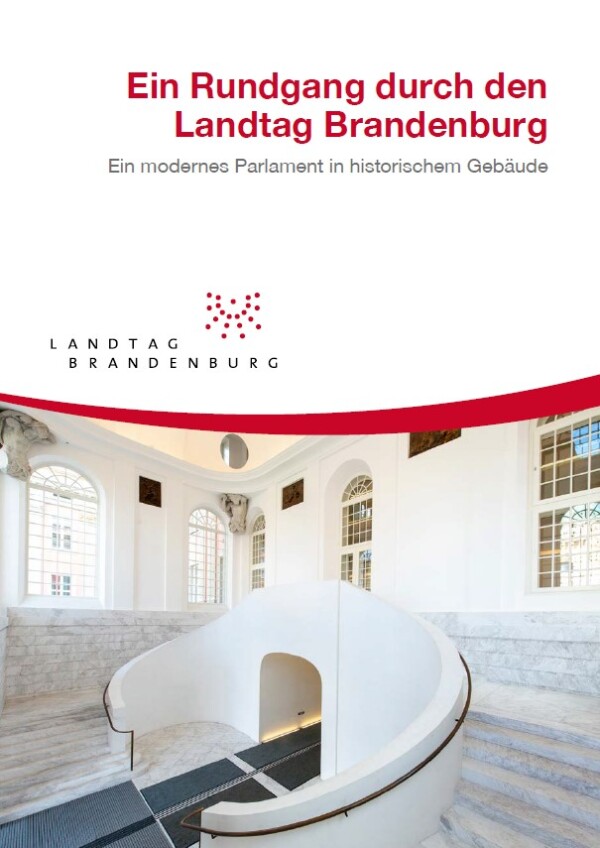 Deckblatt Flyer: Ein Rundgang durch den Landtag Brandenburg