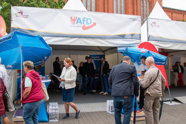 Informationszelt der AfD-Fraktion auf dem Brandenburg-Tag in Perleberg