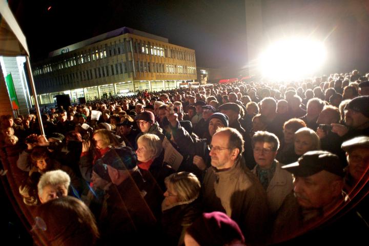 Besucher des Öffentlichen Richtfestes.