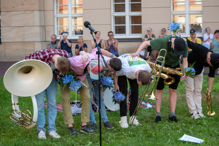 Die Brassband „Duke Brass“ bedankt sich bei den Gästen.
