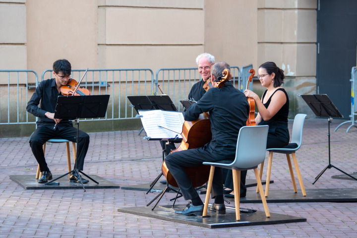 Das Streichquartett spielte „Shine you no more“ des Danish String Quartet