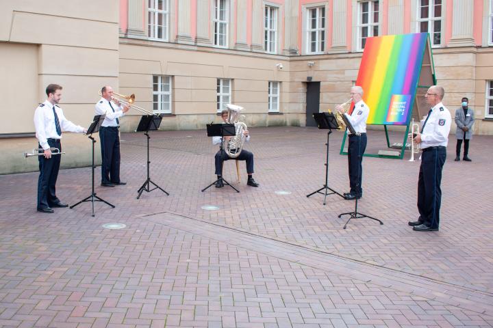 Musikalische Umrahmung durch das Blechbläserquintett des Landespolizeiorchesters