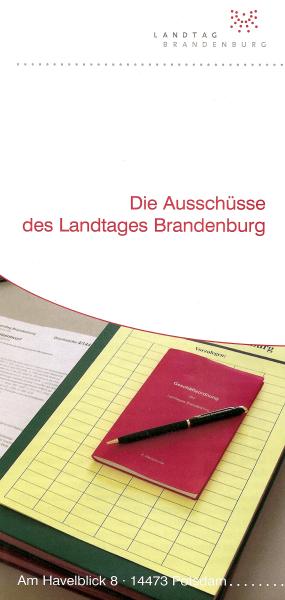Deckblatt des Faltblattes "Die Ausschüsse des Landtages Brandenburg" 