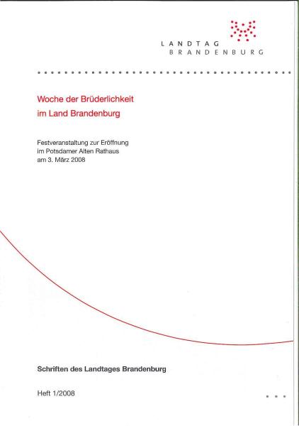 Heft 1/2008 - Woche der Brüderlichkeit 2008 im Land Brandenburg