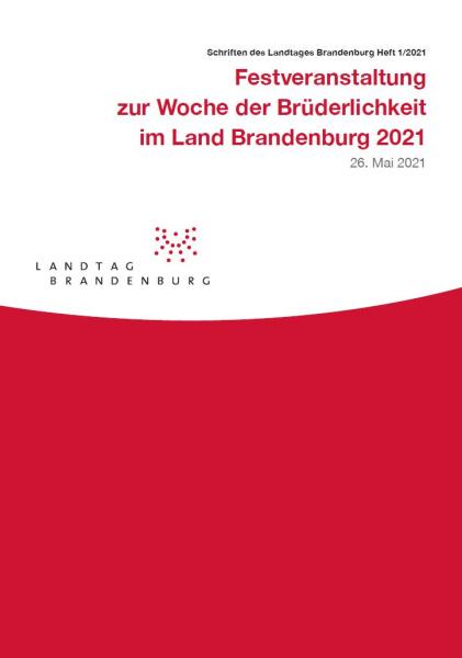 Deckblatt Heft 1/2021 – Festveranstaltung zur Woche der Brüderlichkeit im Plenarsaal des Landtages am 26. Mai 2021