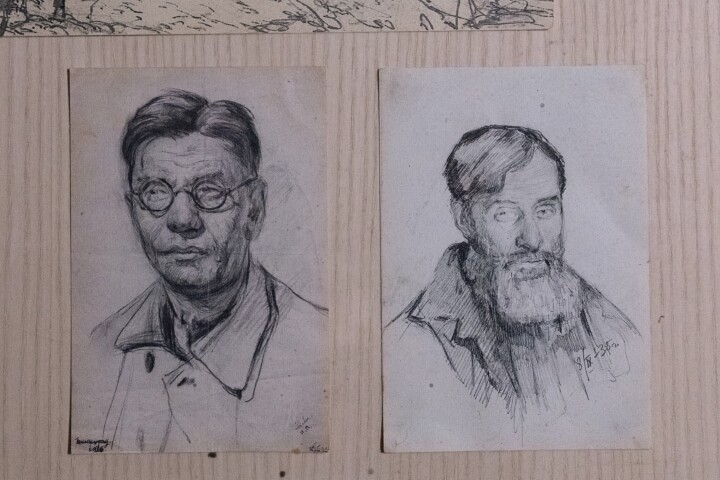 Zwei Porträts von Häftlingen, im Lager gefertigt von Iwan Suchanow