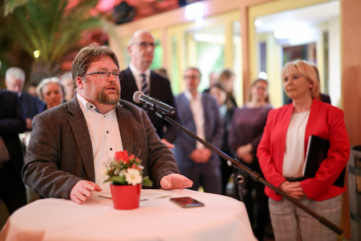 Begrüßung des Vorsitzenden der Landespressekonferenz Brandenburg e. V. Benjamin Lassiwe zum Neujahrsempfang