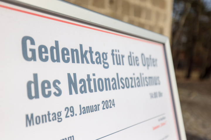 Gedenkveranstaltung für die Opfer des Nationalsozialismus im KZ Sachsenhausen am 29.01.2024.