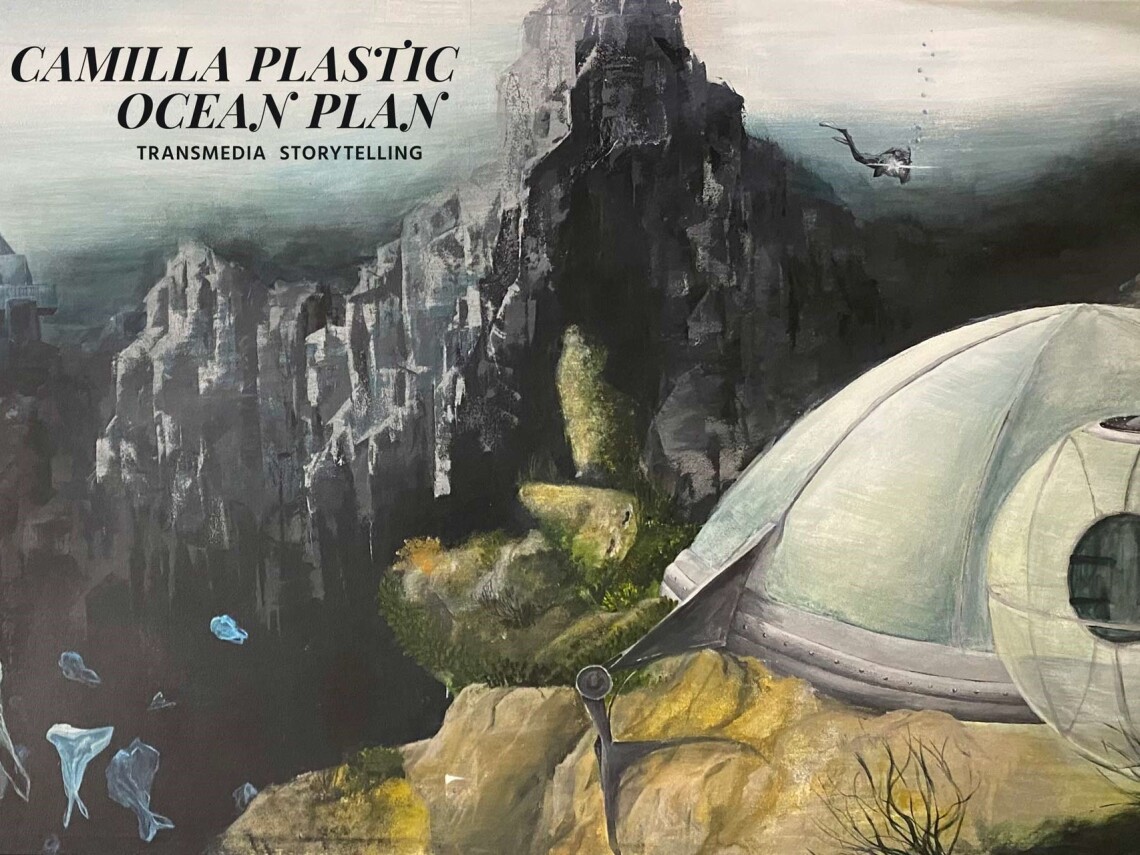 Gemälde „Fischloses Meer voller Müll“ mit CPOP-Logo
