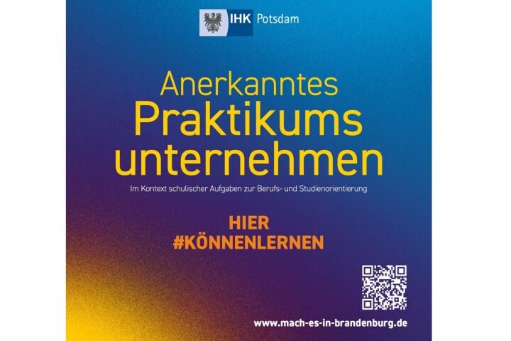 Sticker „anerkanntes Praktikumsunternehmen“ der IHK Potsdam 