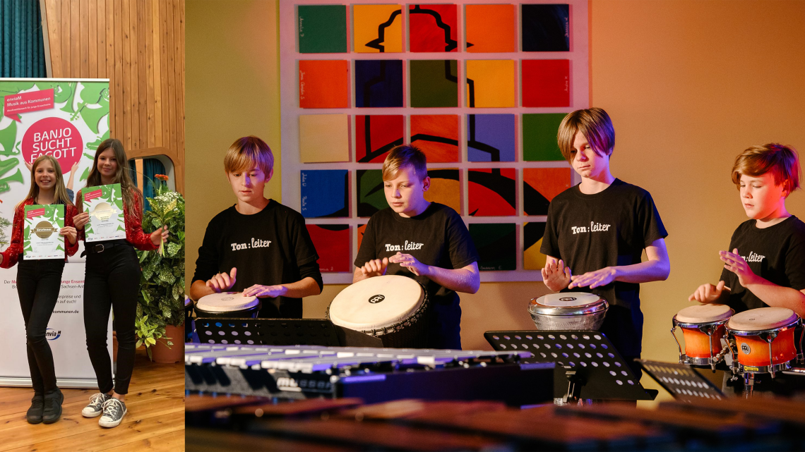 Elizabeth und Charlotte Kugler als Duo sowie Noah Poller, Jonas Kloditz, Linus Golya mit Marlon Weber 